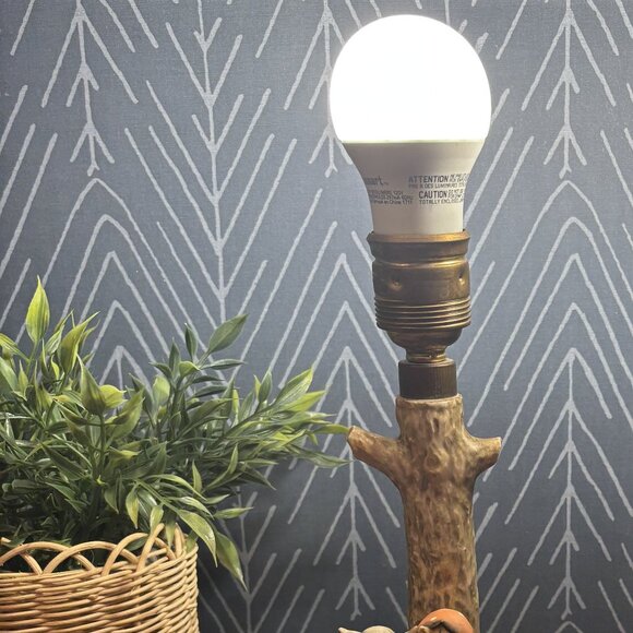 Vintage Hummel Table Lamp TMK-3 Good Friends #228 Tree Trunk Lamp Ceramic 1960's - Picture 4 of 17